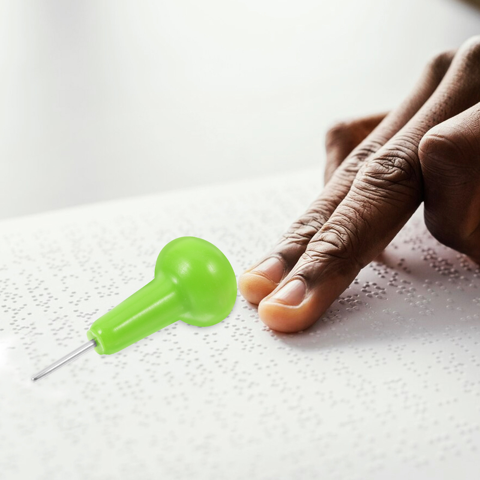 Writing Tools - Pena Tulis Braille Hijau, Alat Stylus