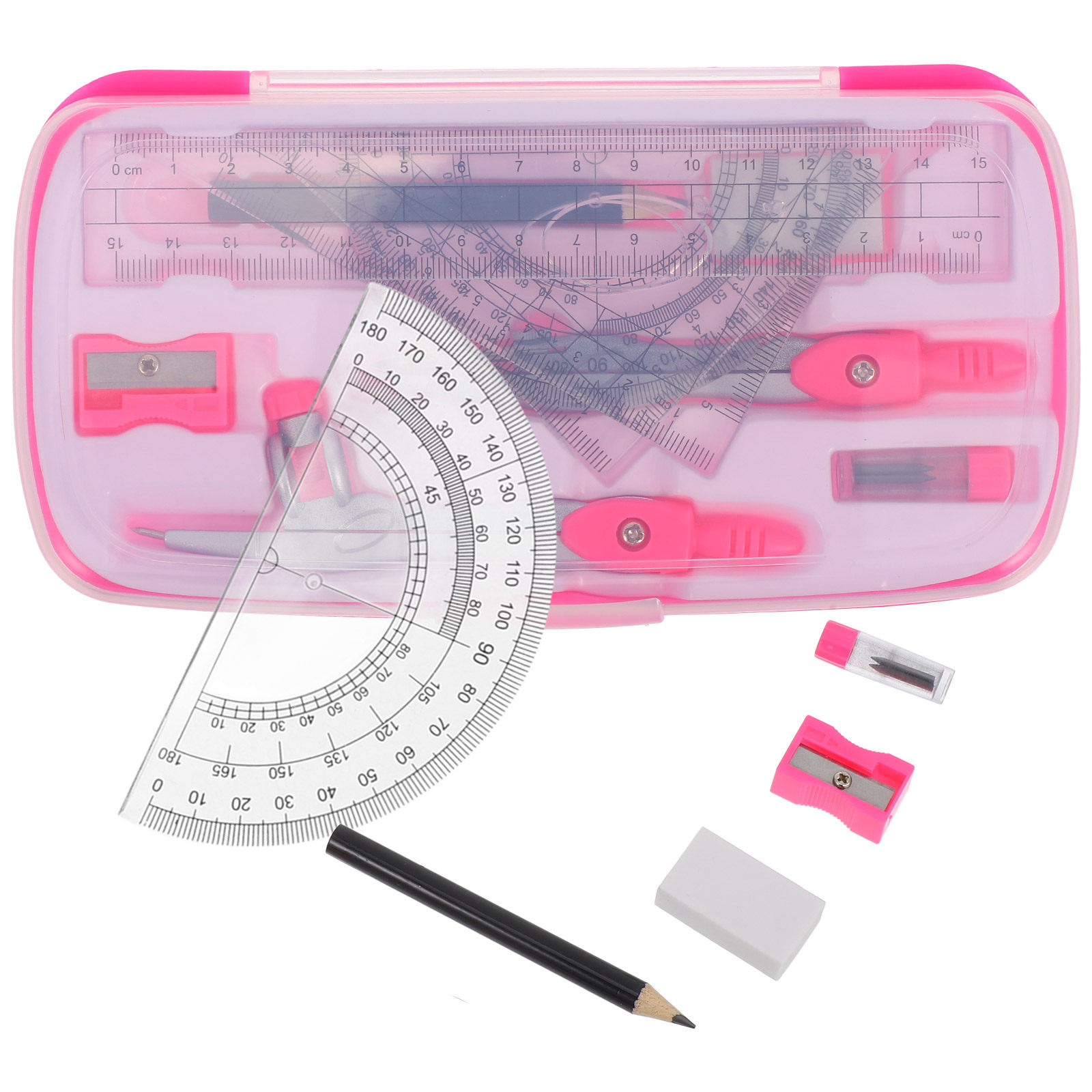 Math Geometry Set With Compass - 1 Set Alat Geometri: Busur Derajat,