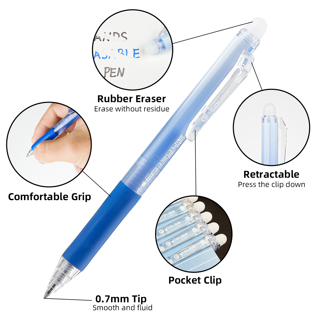 12 buah/set, pena gel hitam da - Retractable Eraser Pen Click ulasan dan harga