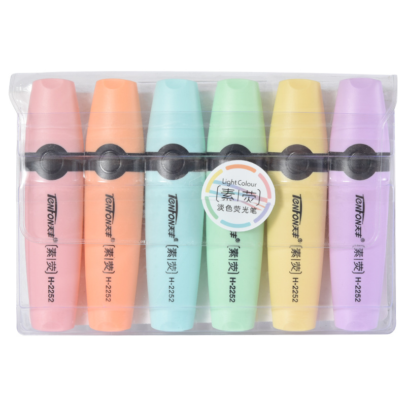 6 buah/set spidol ujung pahat  - Pastel Highlighter Set Double Ended ulasan dan harga
