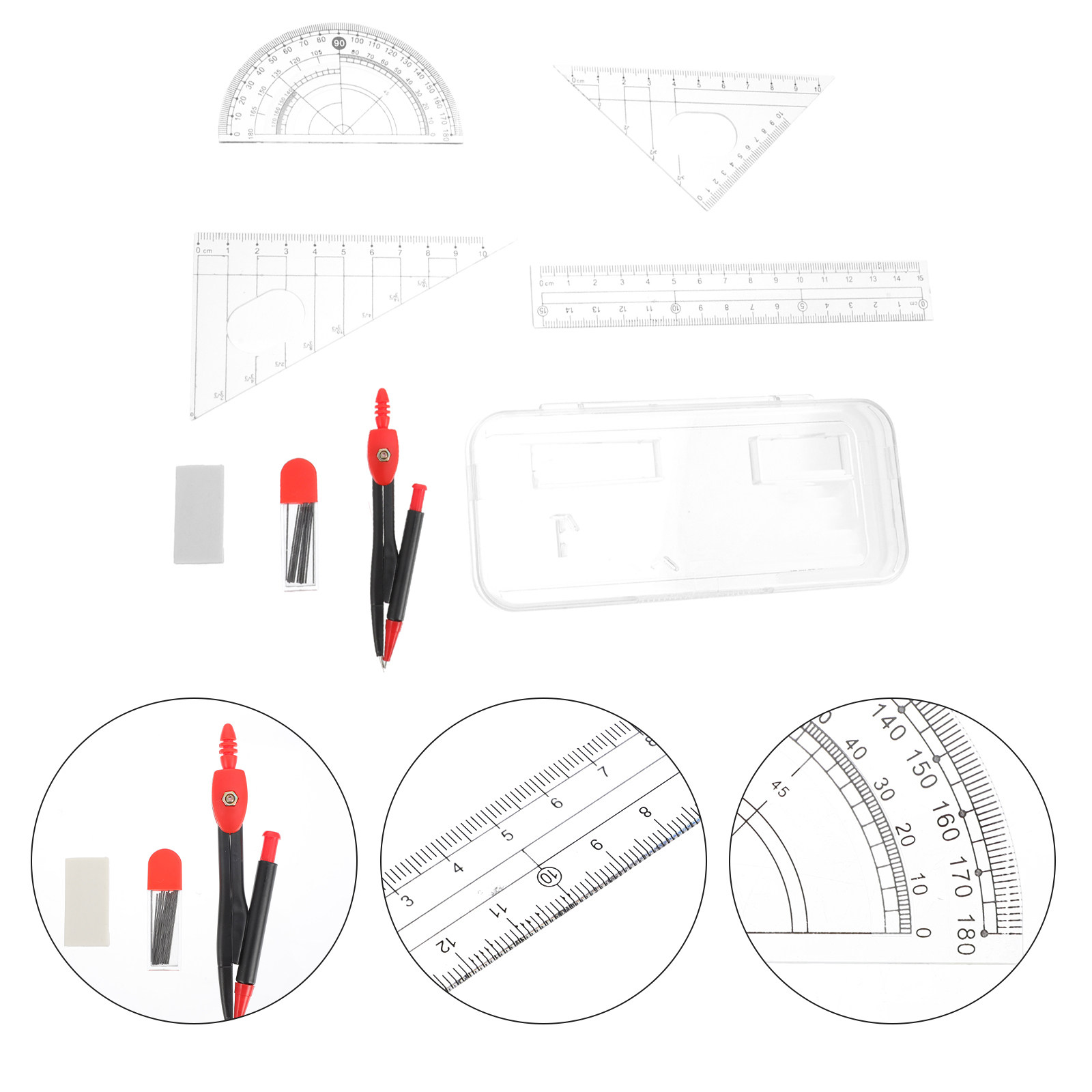 1 Set Alat Penggaris dan Busur - Math Geometry Set With Compass ulasan dan harga